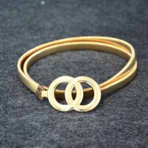 Pasek do sukienki metalowy złoty elegancki rozciągliwy sprężyna pancerka - miniatura 3