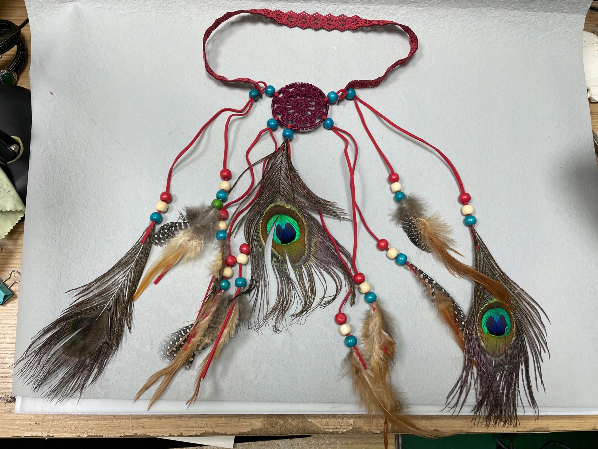 Pióropusz opaska do włosów paw łapacz snów a7 - obrazek 6