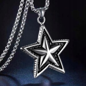 Naszyjnik srebrny stal łańcuszek gwiazda 333 - miniatura 3