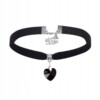 Choker klasyczny naszyjnik z kryształem serce wisiorek gotycki czarny - miniatura 1