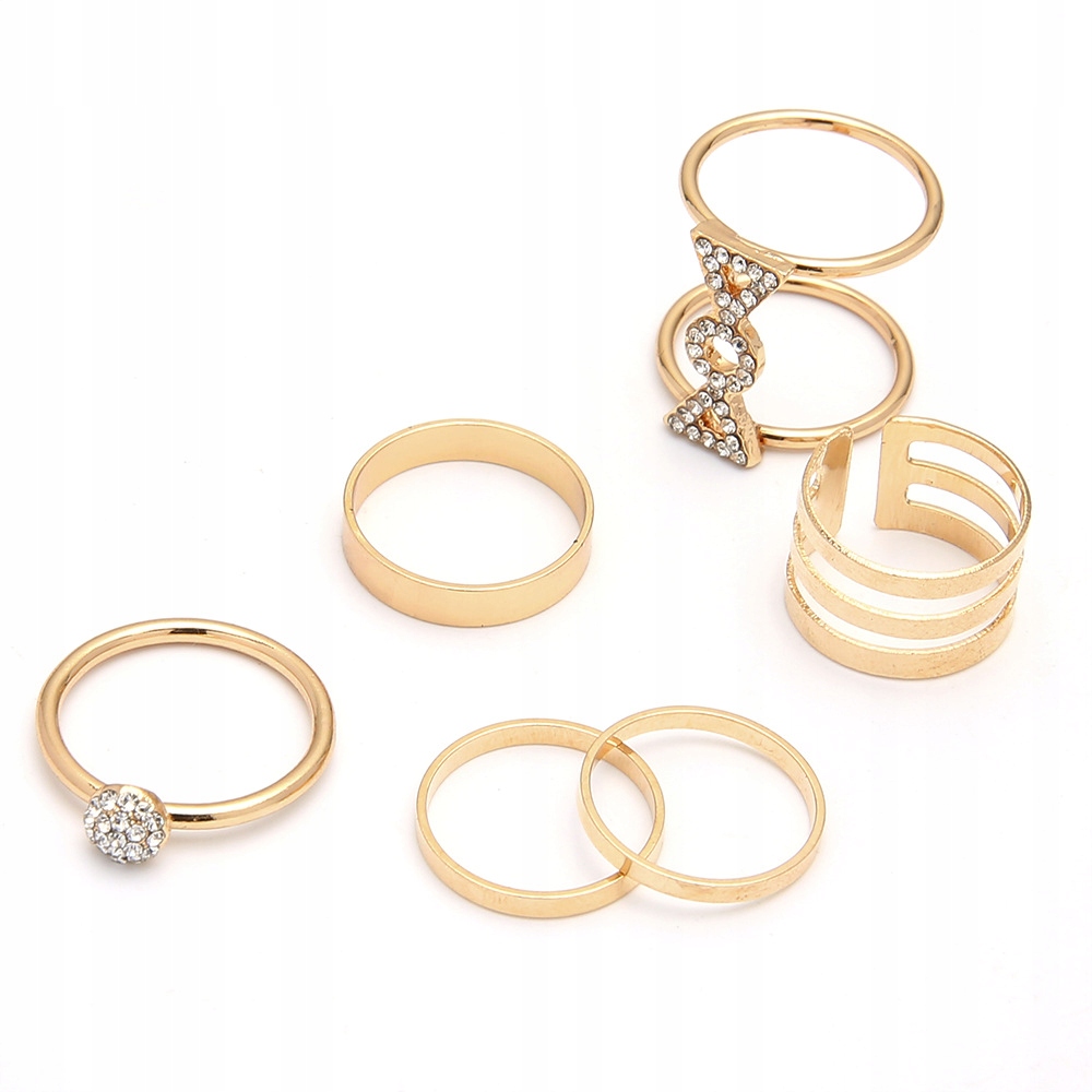 Złoty zestaw pierścionków retro punk boho 68 - obrazek 5