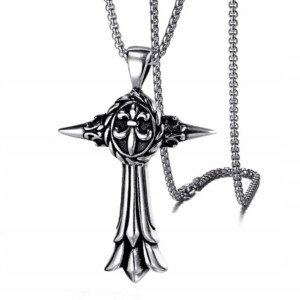 Naszyjnik srebrny łańcuszek krzyż hufiec 317 - miniatura 1