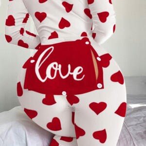 Piżama damska prezent na walentynki dla dziewczyny z klapką serduszka m - miniatura 5