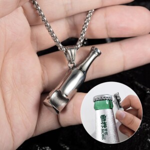 Naszyjnik srebrny otwieracz piwo budda butelka 354 - miniatura 4
