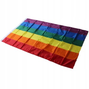 Flaga tęczowa tęcza peleryna lgbt rainbow pride tunel na kij duża 90x150cm - miniatura 5