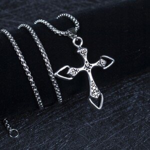 Naszyjnik srebrny łańcuszek stal krzyżyk 344 - miniatura 9