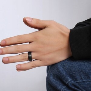 Obrączka pierścionek wolfram biżuteria wolfring czarna eu25 us11 - miniatura 3