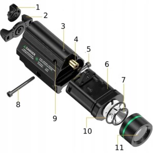 Latarka laser zielony 1000lm celownik do pistoletu asg glock broń picatinny - miniatura 5