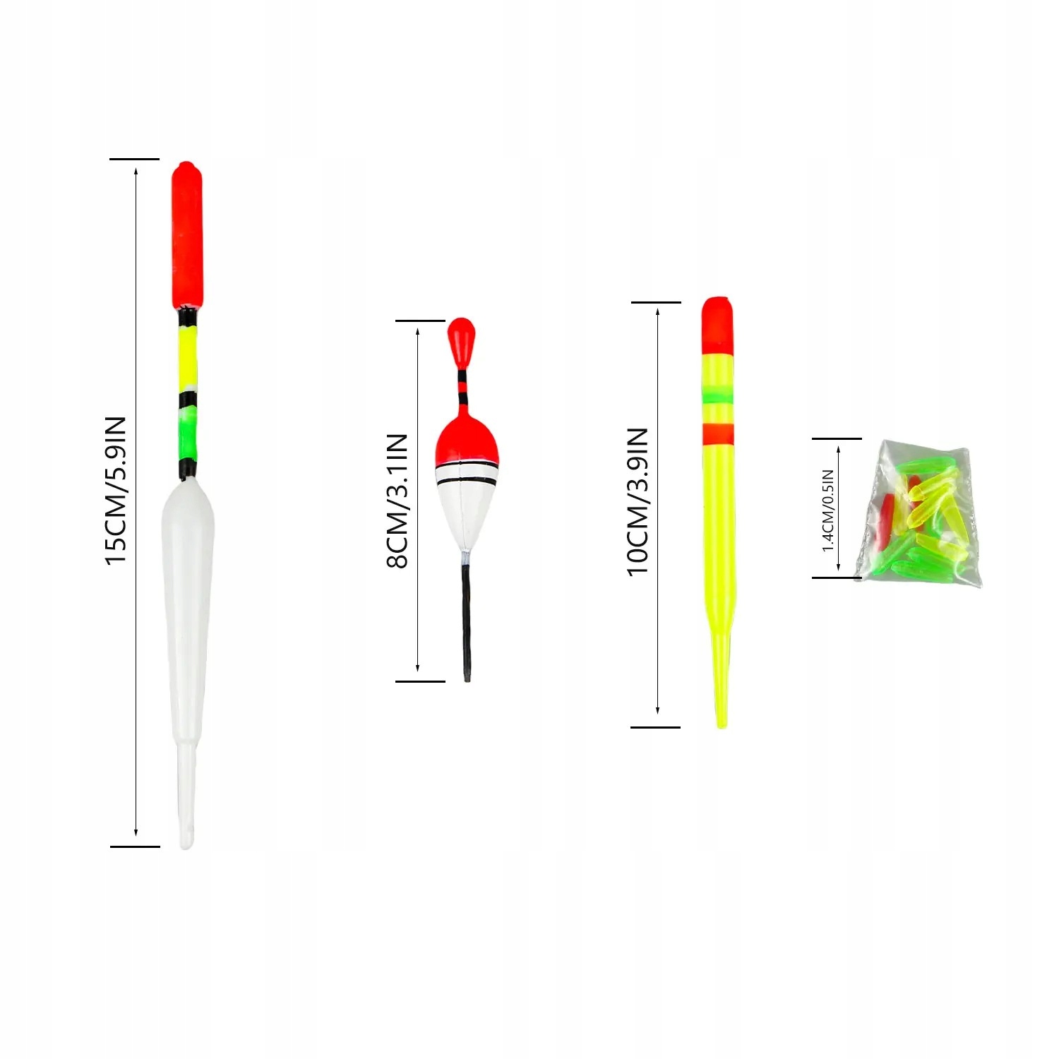 Zestaw spławików wędkarskich 15 sztuk na jeziora rzeki stawy uniwersalne - obrazek 2