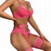 Piękny komplet bielizny damskiej stanik stringi pasy łańcuszki różowy l - miniatura 5