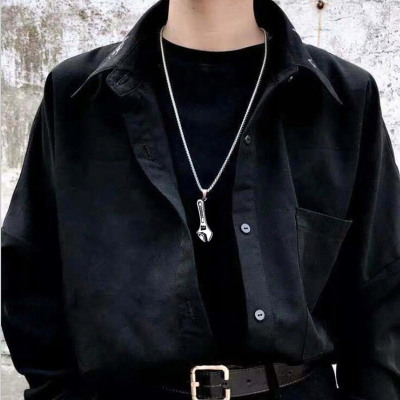 Naszyjnik srebrny łańcuszek mechanik klucz 316l - obrazek 5