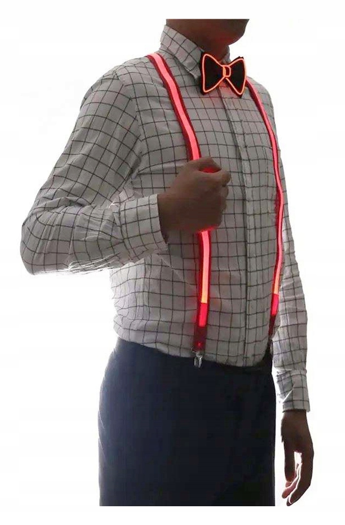 Zestaw szelki i mucha led świecący komplet imprezę sylwestra wesele green - zdjęcie 2