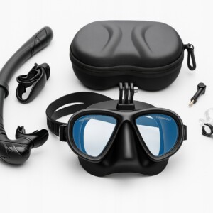 Zestaw maska nurkowa z rurką snorkeling szkło hartowane uchwyt kamera