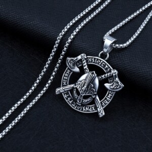 Naszyjnik srebrny wikingów topory runa nordic 406 - miniatura 5