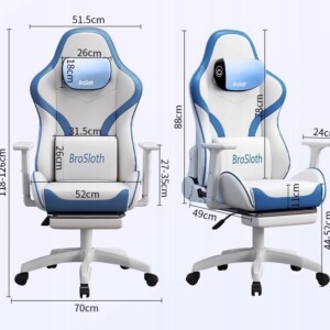 Fotel gamingowy ergonimiczny biurowy obrotowy z podnóżkiem szary do biura - miniatura 12
