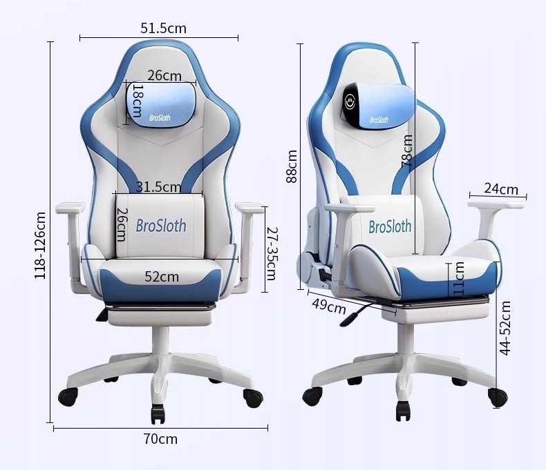 Fotel gamingowy ergonimiczny biurowy obrotowy z podnóżkiem szary do biura - obrazek 12