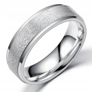 Srberny pierścionek obrączka ślubna stal 316l r.25 - miniatura 1