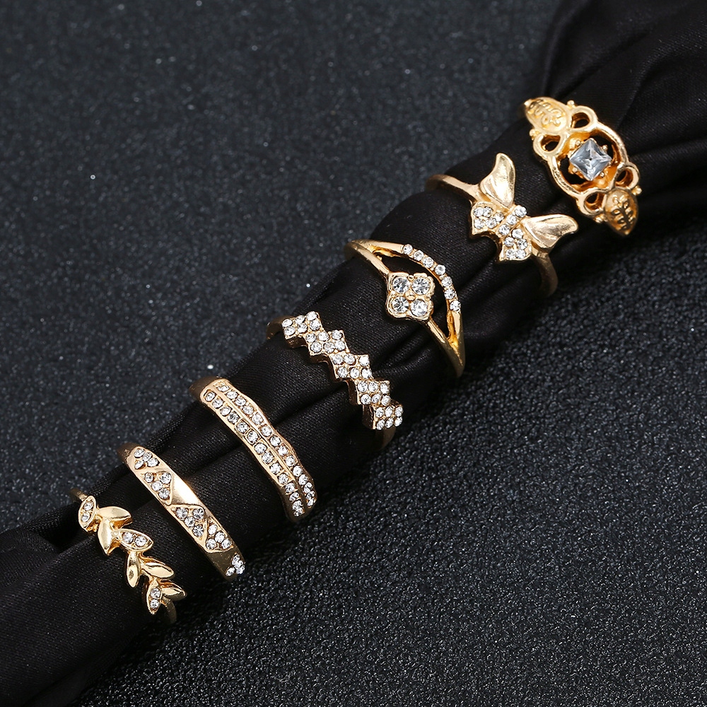 Złoty zestaw pierścionków retro punk boho 70 - obrazek 6