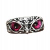Srebrny pierścionek sowa regulowany oczy różowy - miniatura 1