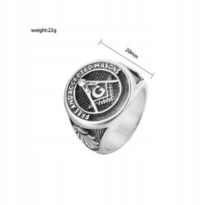 Pierścień sygnet masonów srebrny stalowy 503 - miniatura 7