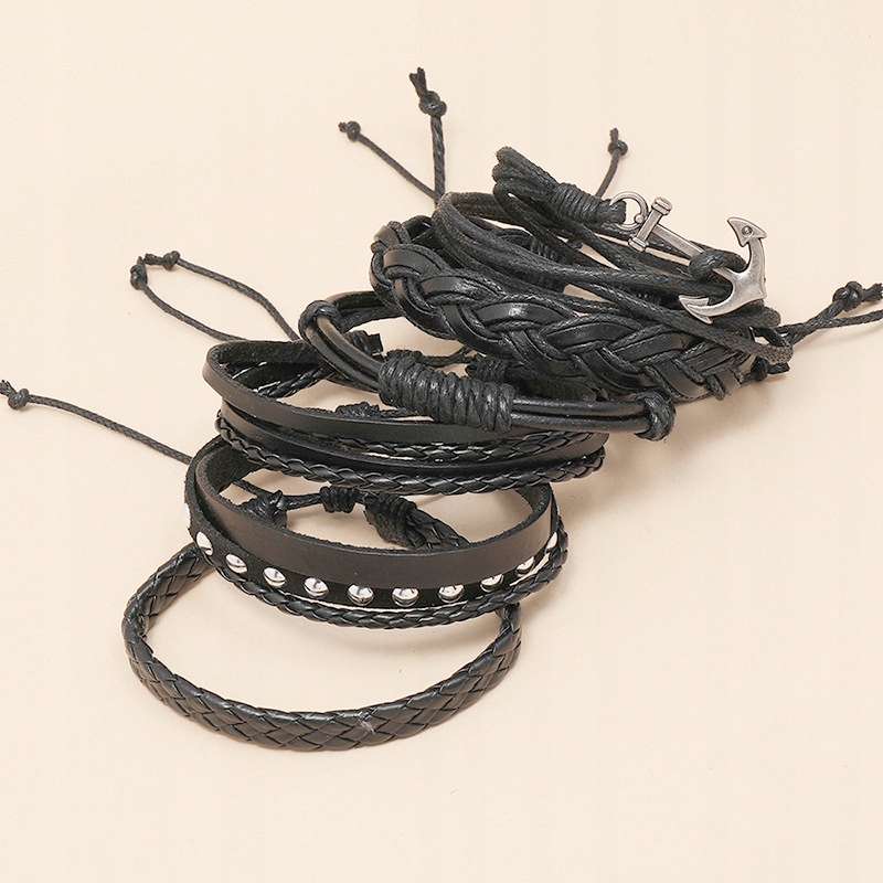 Bransoletka męska skórzana zestaw komplet 300 - obrazek 2