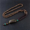 Naszyjnik drewniany nepal buddyjski mala amulet koraliki ręcznie wykonany - miniatura 4