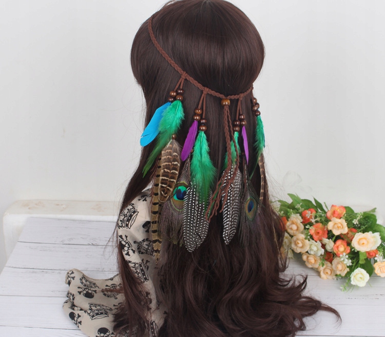 Pióropusz opaska do włosów paw piórka a4 - obrazek 4