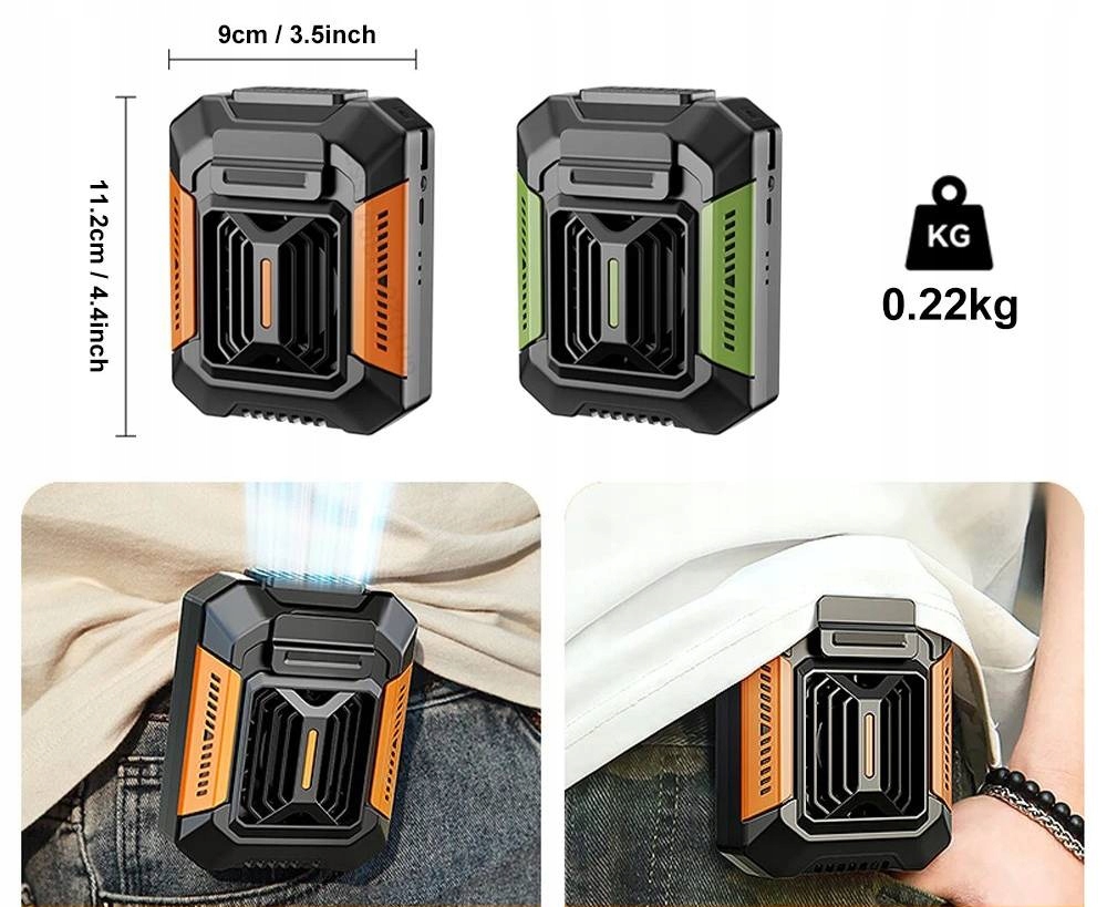 Wiatrak mobilny turystyczny usb wentylator kemping sportowy na pasek 24h - obrazek 6