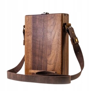 Torba drewniana listonoszka crossbody pudełko szkatułka retro ramię artysty - miniatura 7