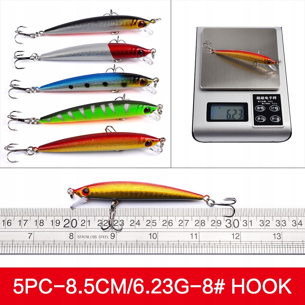 Zestaw woblerów na szczupaka sandacz okoń przynęty 56szt 2-8.5g 3-10cm - obrazek 12