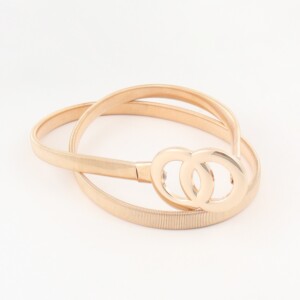 Pasek do sukienki metalowy złoty elegancki rozciągliwy sprężyna pancerka - miniatura 4