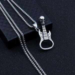Naszyjnik metal czacha gitara muzyk artysta 376 - miniatura 3