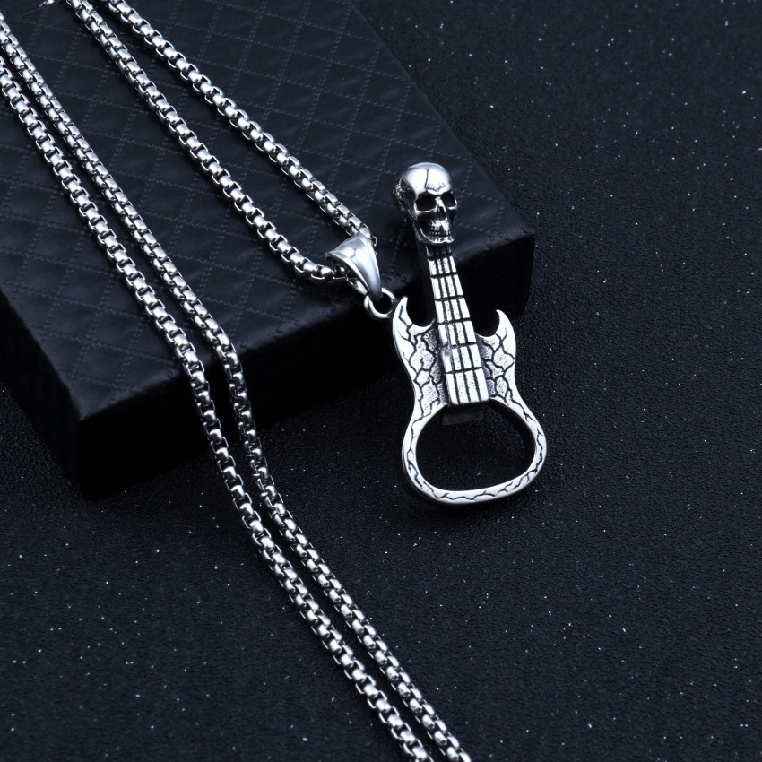 Naszyjnik metal czacha gitara muzyk artysta 376 - zdjęcie 3