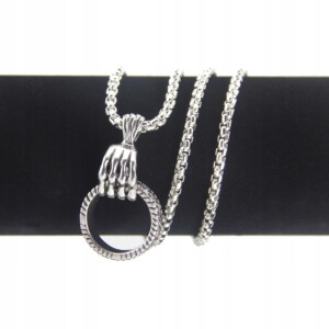 Naszyjnik srebrny stal łańcuszek łapa koło 310 - miniatura 8