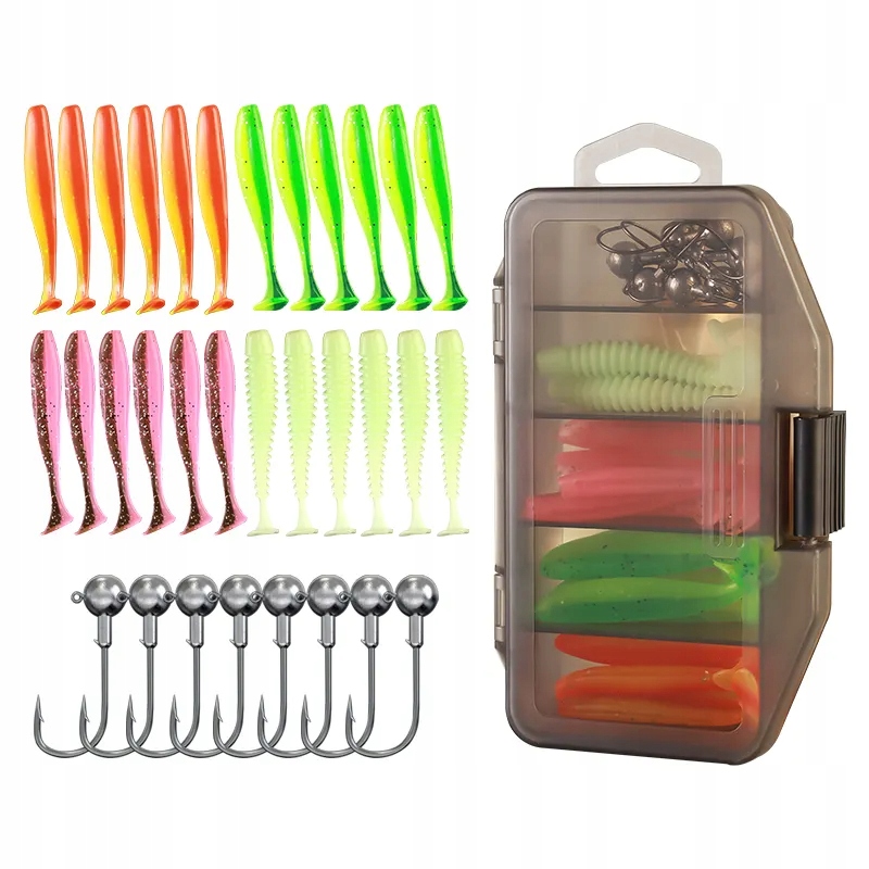 Zestaw woblerów szczupak sandacz ripper kopyta x24 haki jig x8 pudełko 33el - zdjęcie 1