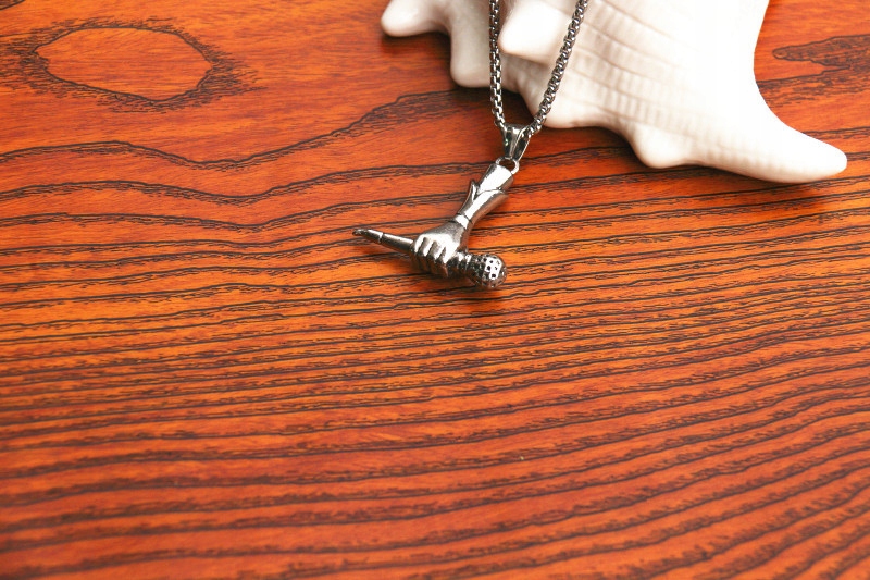 Naszyjnik srebrny mikrofon raper piosenkarka 341 - obrazek 7