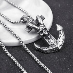Naszyjnik srebrny marynarz piraci kotwica 378 - miniatura 3