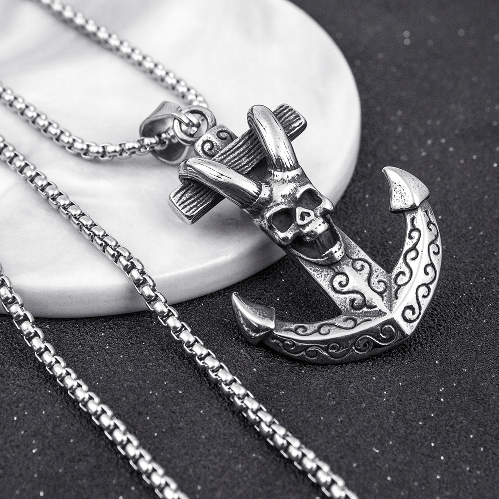 Naszyjnik srebrny marynarz piraci kotwica 378 - obrazek 3