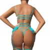 Komplet bielizny damskiej stanik sukienka pasy stringi seksowny turkusowy m - miniatura 3