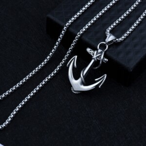 Naszyjnik srebrny stal łańcuszek kotwica 315 - miniatura 9