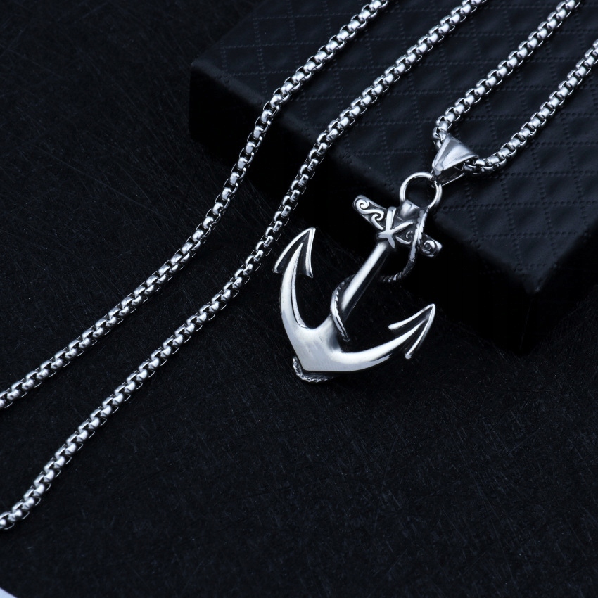 Naszyjnik srebrny stal łańcuszek kotwica 315 - obrazek 9