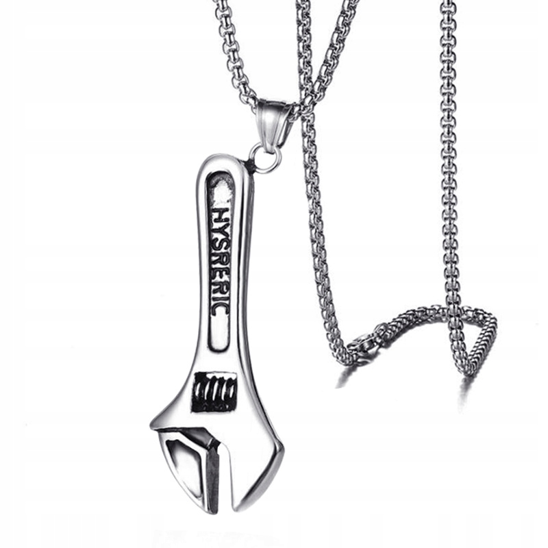 Naszyjnik srebrny łańcuszek mechanik klucz 316l