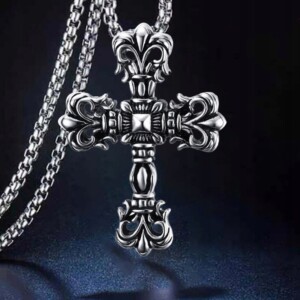 Naszyjnik srebrny stal łańcuszek krzyżyk 328 - miniatura 4