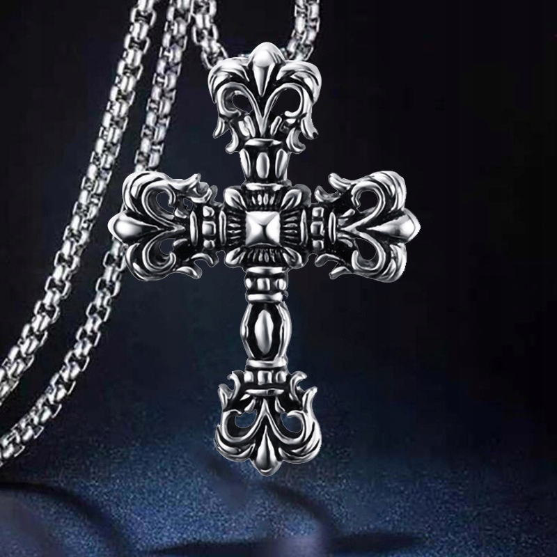 Naszyjnik srebrny stal łańcuszek krzyżyk 328 - zdjęcie 4