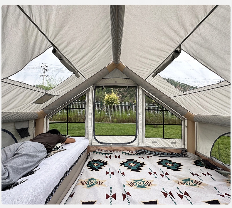 Duży namiot kempingowy pompowany 4 osobowy dmuchany pompka 6.4m2 320x200cm - zdjęcie 10