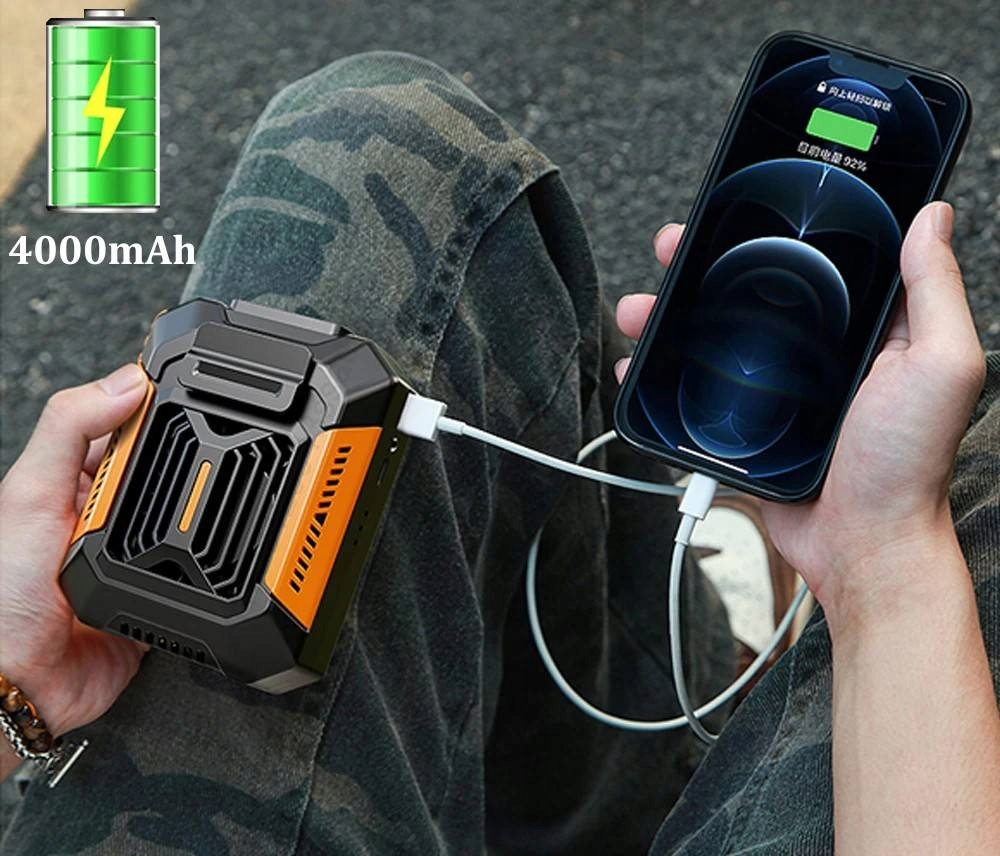 Wiatrak mobilny turystyczny usb wentylator kemping sportowy na pasek 24h - obrazek 9
