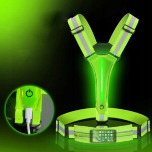 Kamizelka odblaskowa szelki do biegania rower podwójny 2x led usb kieszeń - miniatura 8