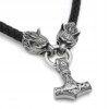 Naszyjnik srebrny męski młot thora wilki gruby 356 - miniatura 2