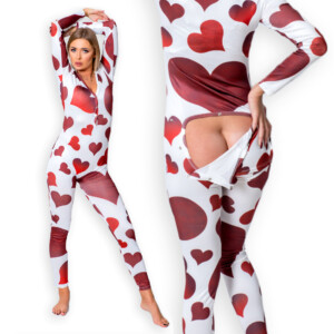 Piżama damska prezent na walentynki dla dziewczyny rozpinana serca xl - miniatura 1