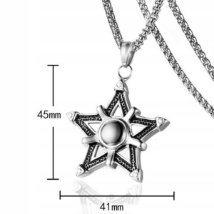 Naszyjnik srebrny stal łańcuszek gwiazda 312 - miniatura 4
